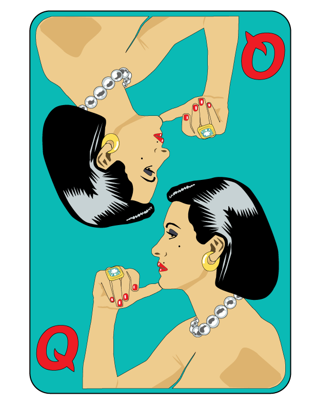 digital drawing of woman on a playing card