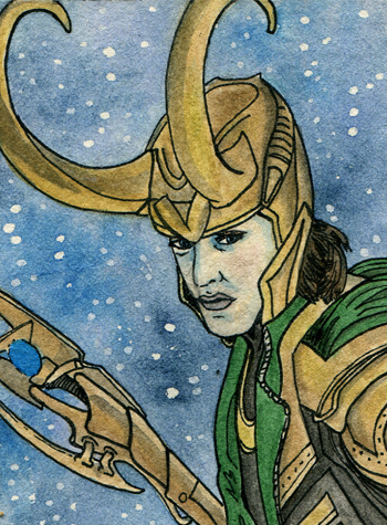 drawing of a Loki from the Marvel Avengers movies